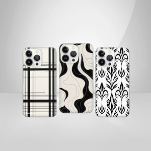 Abstract lines Phone Case Black and white Cover for iPhone 16 Pro 15 14 13 12 11  Pixel 9 Pro 8 7A Samsung S25 S24FE S22 S21 A26 A36 A15 16