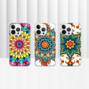 Colored mandala Phone Case Aesthetic art  Cover for iPhone 16e, 15, 14, 13, 12, 11,  Pixel 9 Pro, 8, 7A, Samsung S25 edge, S24 FE, A71, A36