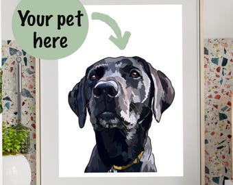 A3 physical print of custom dog portrait, labrador