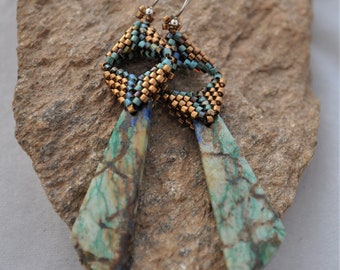 Rocky Mountain High--Turquoise and Brown Gemstone Earrings