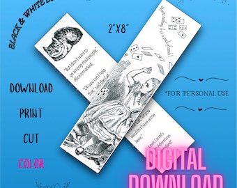 Color-Your-Own Alice in Wonderland Bookmarks: Cheshire Cat (Digital Download)