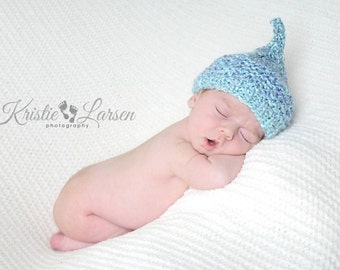 Free Shipping - Knitted BABY ELF HAT - Photography Prop - Premie, Newborn, 3-6, 6-9, 9-12, Toddler