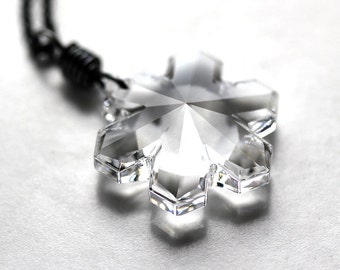 Collier flocon de neige, Swarovski Crystal Clear Snow Oxidized Sterling Silver Necklace Winter Fashion - Blizzard