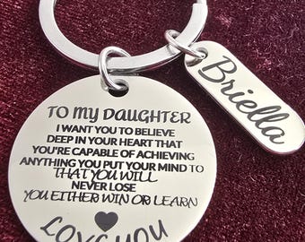 Personalized Daughter Keychain: Engraved Stainless Steel Gift