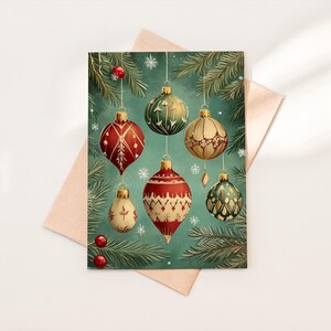 Vintage Christmas Ornaments Holiday Card