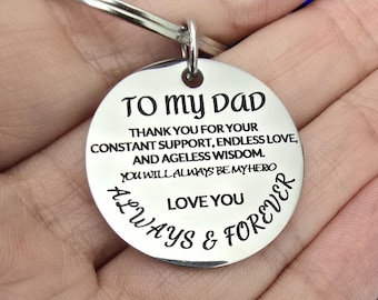 Personalized Dad Stainless Steel Keychain-Custom Heartfelt message Gift Keychain-Father's day-Birthday day-Christmas Gift