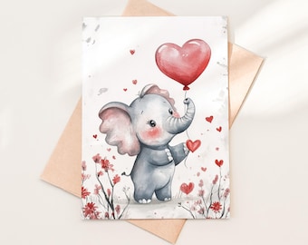 Elephant Heart Balloon Card