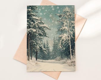 Enchanted Forest Personalized Christmas Card, Single or Sets of 12