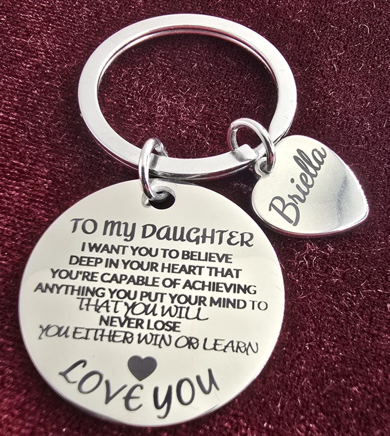 Personalized Daughter Keychain: Engraved Stainless Steel Gift - Etsy