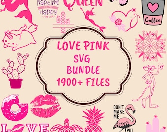 Pink SVG Bundle | Cactus, Panther, Mermaid and Flamingo Clipart | Cut Files for Cricut Silhouette