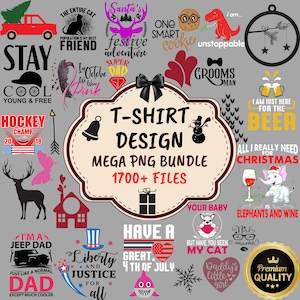 Mega Digital T-Shirt Design Bundle, PNG Printable Shirt Graphics, Unisex, Vintage, Funny, Trendy