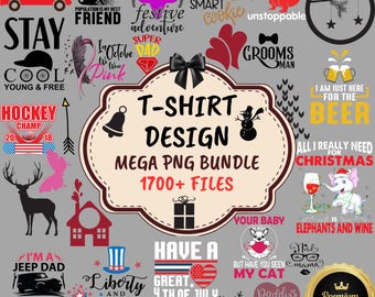 Mega Digital T-Shirt Design Bundle, PNG Printable Shirt Graphics, Unisex, Vintage, Funny, Trendy