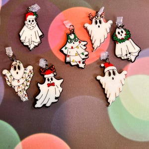Christmas Ghosties Dust Plug Charms | Kawaii Phone Charm | Cute Ghost Charm | Holiday Phone Accessories | Stocking Stuffer