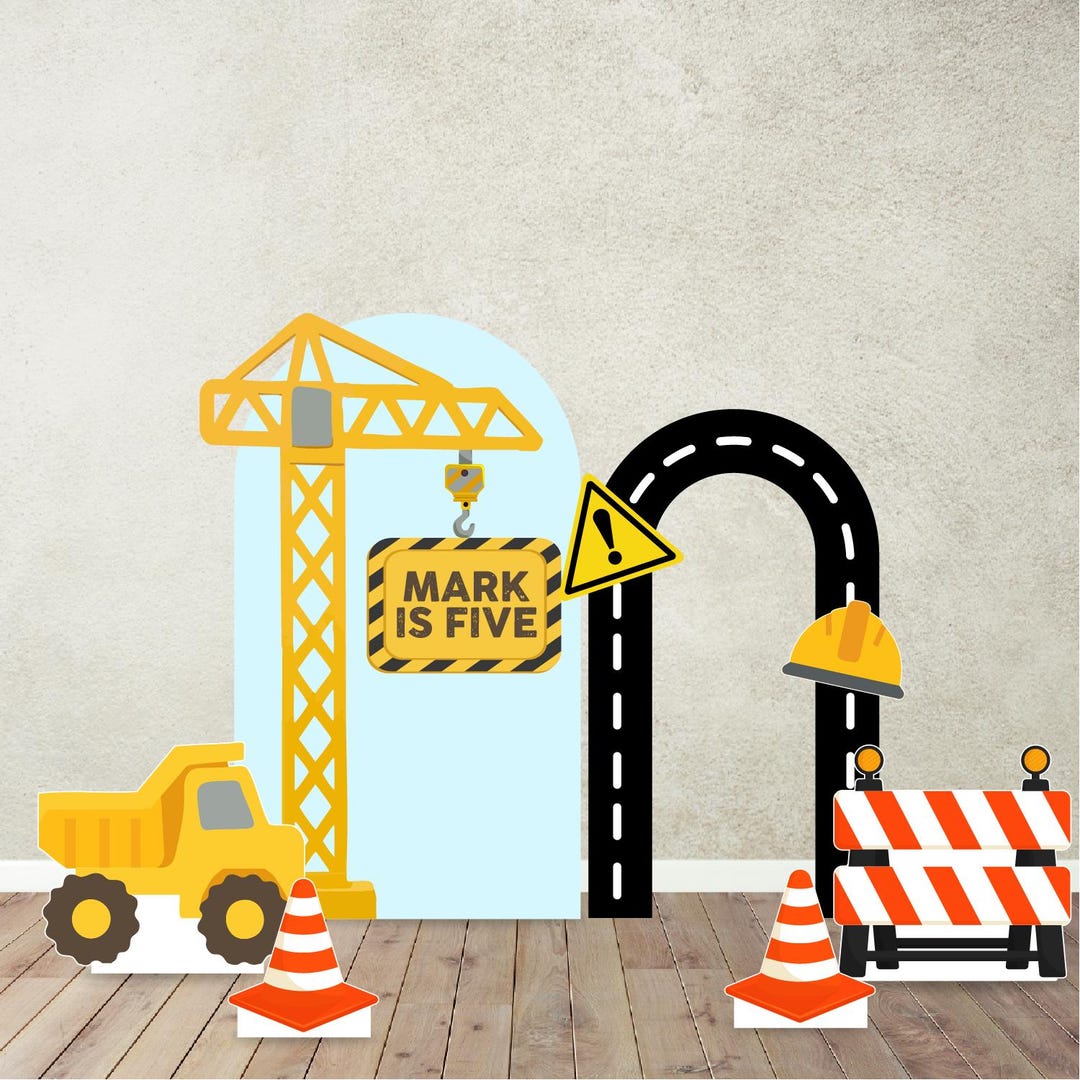 Construction Birthday Backdrop Set | Build Zone Party Decor | Digging ...