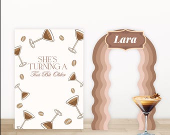Backdrops/Cut Outs in Foam Board a Tini bit older party, bow party, mocha color party themed, martini party decor, Bows, Hearts party decor.