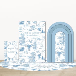 Pink|Blue Toile Vintage Backdrops, Welcome Signs, Props for Baby Showers| Pooh Toile Print| Custom Toile Baby Shower- Baptism-Dedication