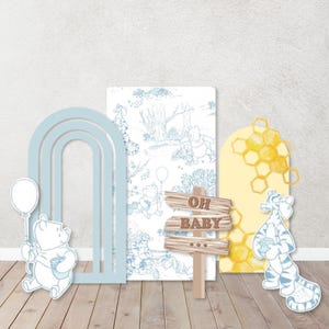 Pink|Blue Toile Vintage Backdrops, Welcome Signs, Props for Baby Showers| Pooh Toile Print| Custom Toile Baby Shower- Baptism-Dedication