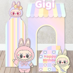Personnages/accessoires personnalisés Découpes dans du carton mousse pour les fêtes d'anniversaire, décorations tendance roses avec des personnages de dessins animés, arrière-plans de tous les thèmes.