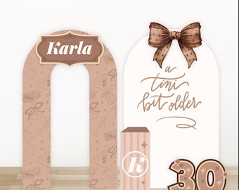 Backdrops/Cut Outs in Foam Board a Tini bit older party, bow party, mocha color party themed, martini party decor, Bows, Hearts party decor.