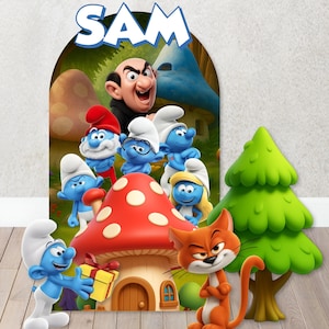 Personalised Smurfs Birthday Card – Two Designs, Customisable Greeting Card