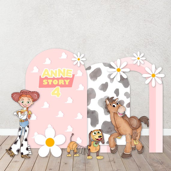 Custom Foam Board Party Backdrop & Props in Foam Cowboy, Rocket-Inspired Party Decoration. Infinity and Beyond Cowgirl Reach Four Sky Party