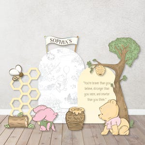 Pink|Blue Toile Vintage Backdrops, Welcome Signs, Props for Baby Showers| Pooh Toile Print| Custom Toile Baby Shower- Baptism-Dedication