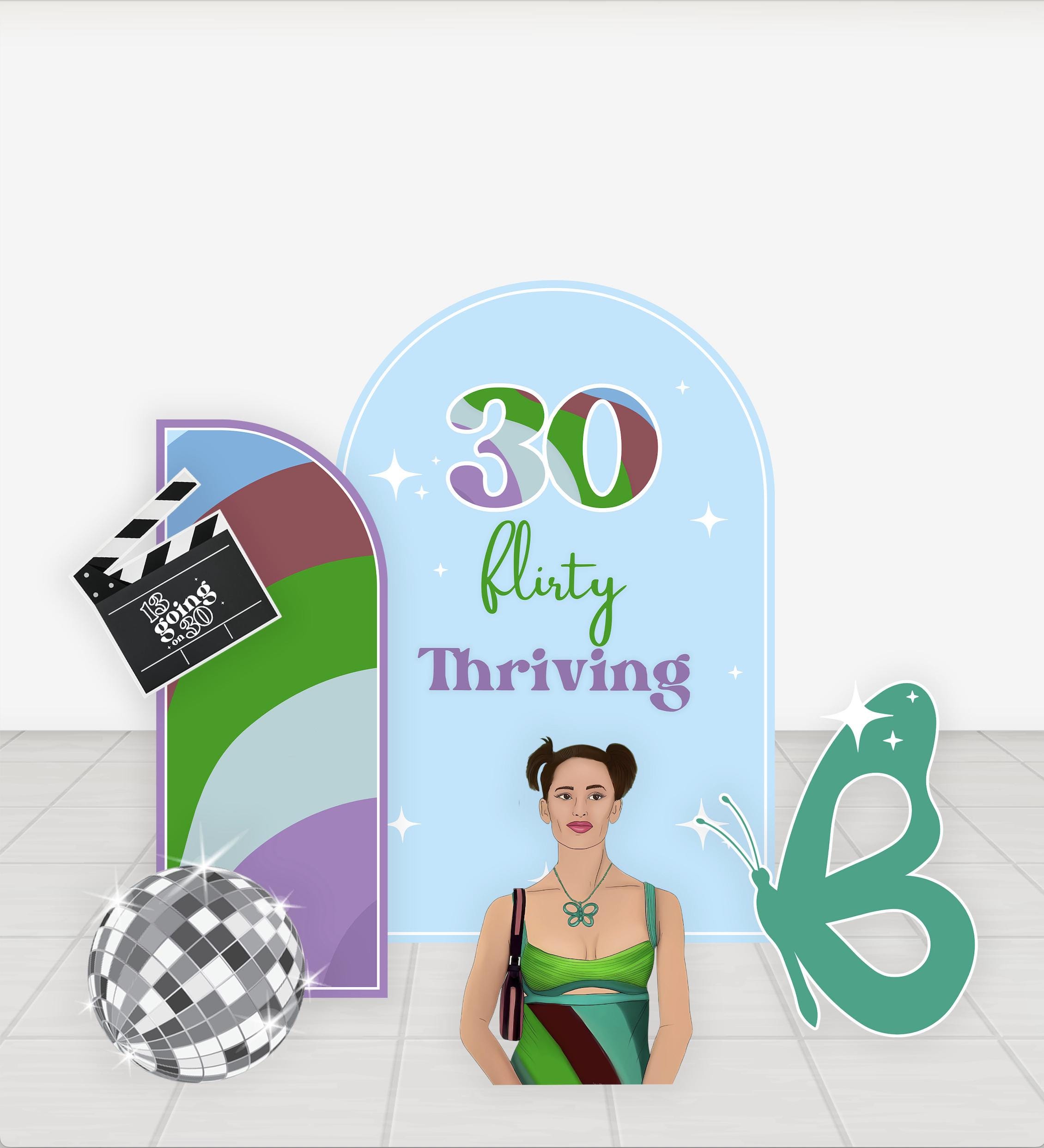 Backdrops/Cut Outs in Foam Board a Tini bit older party, 30 Flirty Thriving, RIP Twenties, Dirty Thirty, Howdy 30 Party birthday decor.