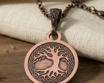 Tree of Life Copper Pendant Necklace, Celtic Knotwork, Nature Inspired Jewelry