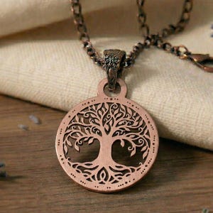 Solid Pure Copper Tree of Life Pendant Necklace, Boho Spiritual Jewelry