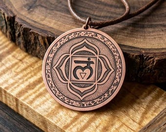 Pure Copper Muladhara Root Chakra Mandala Pendant, Grounding Sacred Geometry Jewelry