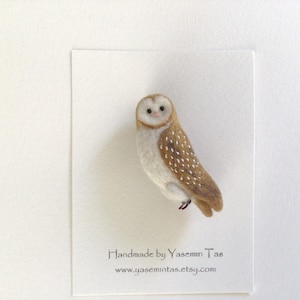 Felted Barn Owl Brooch