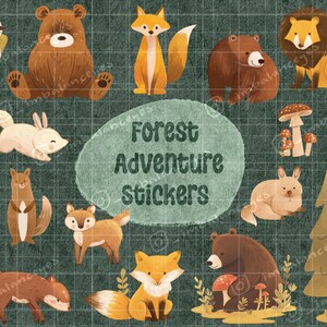 Pacchetto adesivi Forest Adventure - GoodNotes digitali e adesivi PNG trasparenti