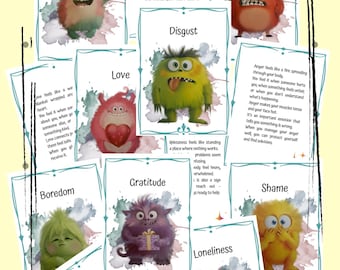 Emotional Creatures | Feelings Flashcards for Kids | Social Emotional Learning | Therapy & Classroom Emotions
