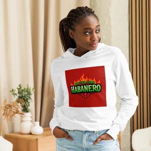 Hotter than Habanero Hoodie, Hooded Long-Sleeve Tee, Spicy Food Gift, Chili Pepper Shirt, Foodie Clothing, Fiery Hot Sauce Sweatshirt