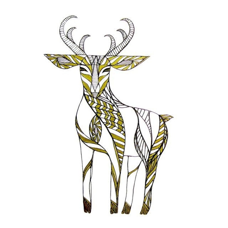 DEER LINE DRAWING Art by Thailan When - Etsy