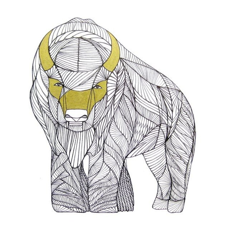 BUFFALO LINE DRAWING Art by Thailan When image 1