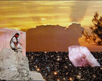 Crystals and Cumulus, art print collage, Thailan When, 5" x 7"