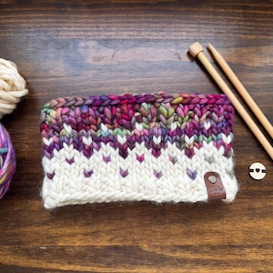 Colorful Cozy Merino Wool Headband | Hand Knit Winter Headband | Hand-Dyed Yarn | Handmade Gift | Luxury Knit Headband | Hand Knit Earwarmer