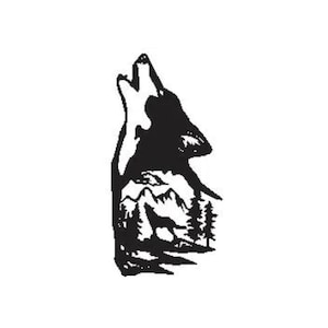 Wolf Wall Art Digital File – Howling Wolf with Moon & Mountains – CNC Plasma DXF, Laser Cut, Rustic Metal Decor, Wildlife SVG Download