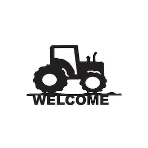 Tractor DXF File – Welcome Farm Tractor Wall Art, CNC Plasma Cut File, Rustic Country Home Decor, Laser Cut SVG Digital Download