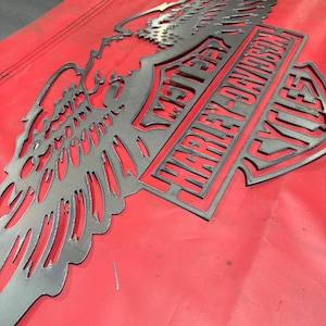 Harley Davidson, Adler Wandschild DXF SVG-Datei | Benutzerdefinierte Motorrad-Metallkunst für das Laserschneiden | Personalisierte CNC | Motorrad Wand Deco Geschenk