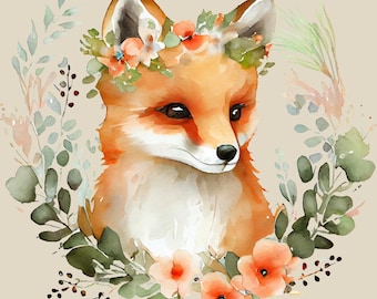 Estampado digital de zorro floral