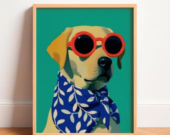 Vintage Labrador Retriever Poster | Retro Dog Art Print for Home Decor