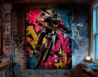 Motivational Cycling Wall Art | MTB Print for Gym & Training Room | Extreme Sport Decor