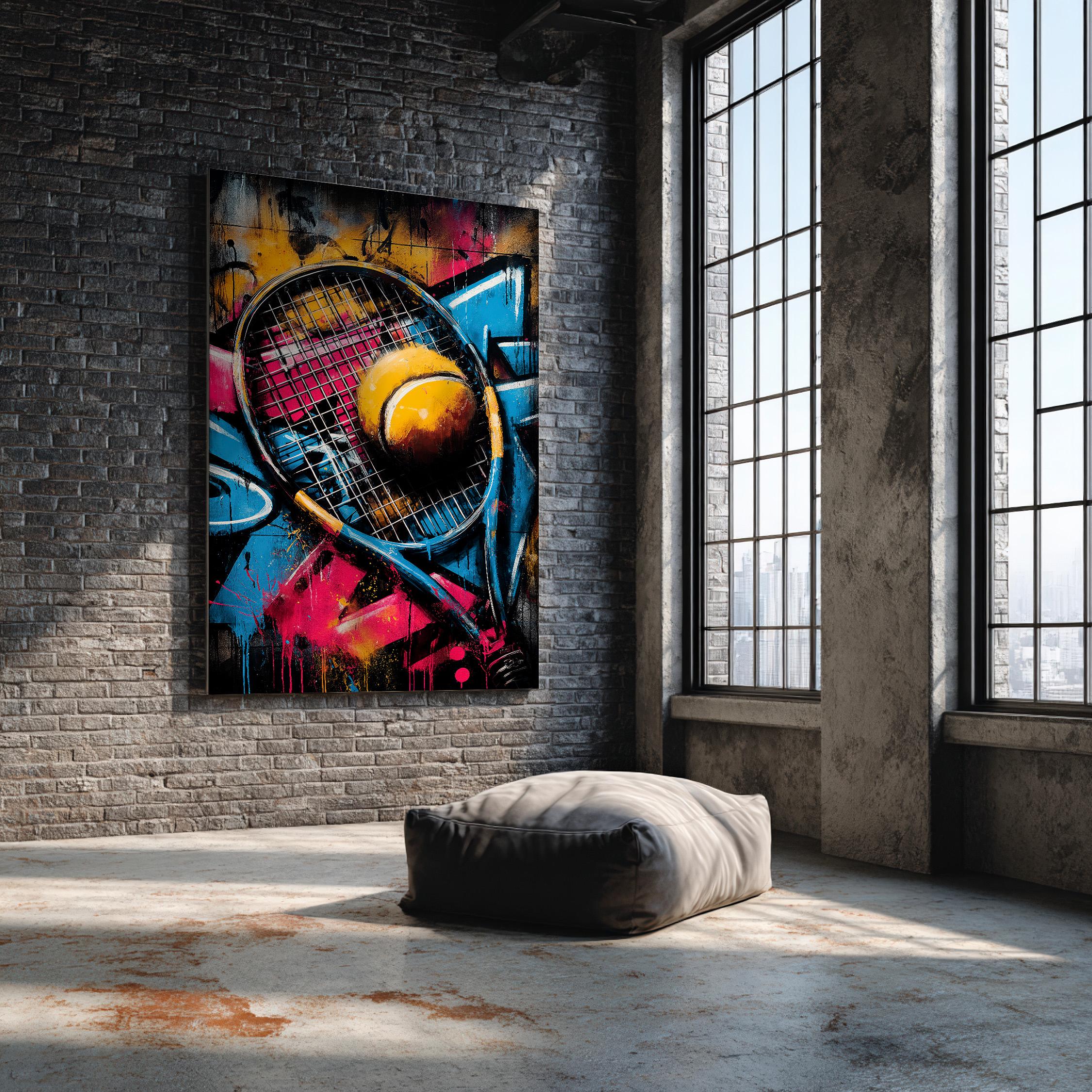Colorful Tennis Wall Art – Modern Graffiti Canvas for Gym & Tennis