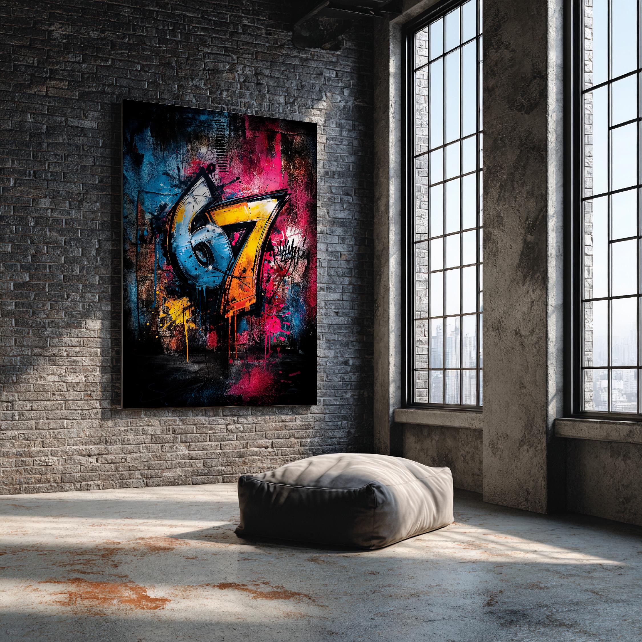 ESOWシルクスクリーンポスター BLACK graffiti Graffiti Six Seven Poster | 67 Street Art Print | Bold Gen Z Urban