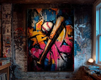 Baseball Graffiti Art Print – Modern Sports Wall Decor (Digital Download)