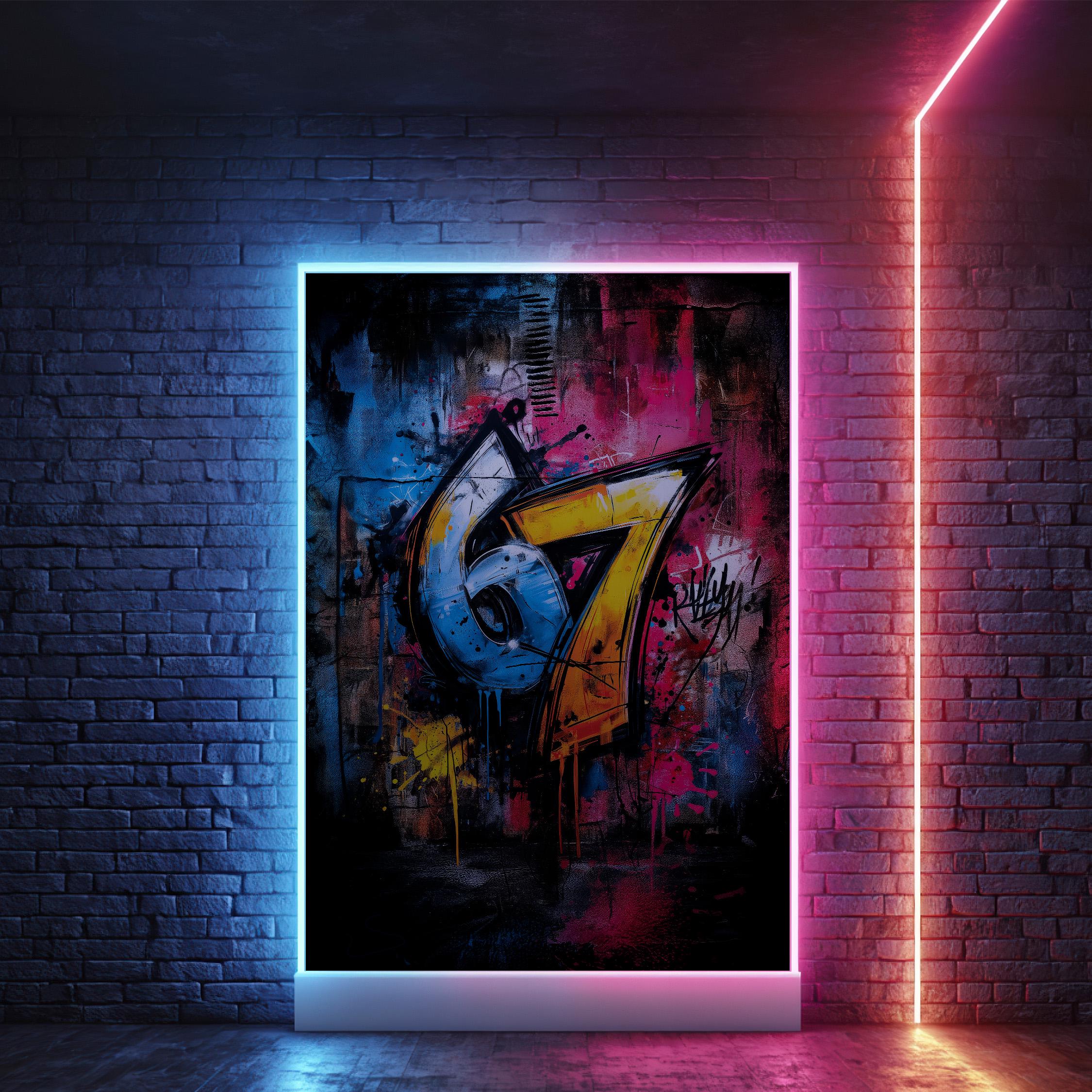 Graffiti Six Seven Poster | 67 Street Art Print | Bold Gen Z Urban