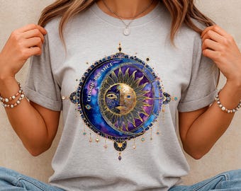 Sun and Moon Celestial PNG – Boho T-Shirt Design (Digital Download)