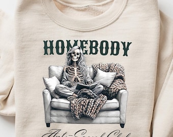 Sudadera del club antisocial para personas hogareñas, camiseta introvertida, camiseta antisocial, camiseta de ansiedad social, regalo de chica sarcástica, divertido atuendo de esqueleto